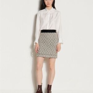 Sandro Black and Cream Mini Skirt